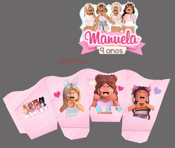 Centro de Mesa Roblox Menina Rosa