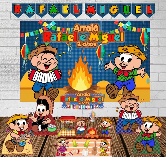 Kit Festa em Casa Arraiá Cascão e Cebolinha