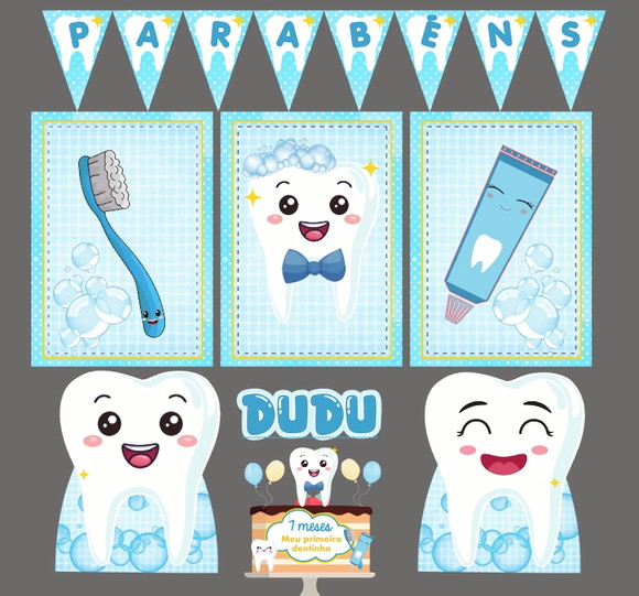 Kit Festa Só Um Bolinho Meu Primeiro Dentinho