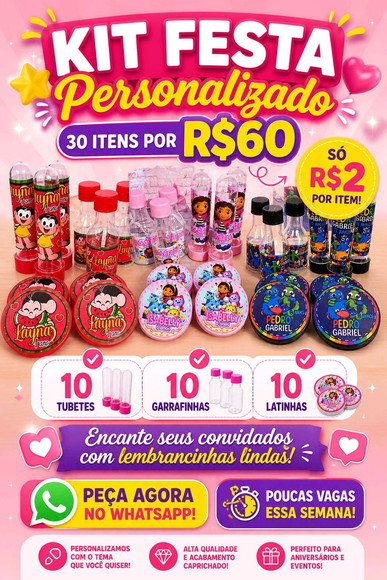 Kit 30 Itens (qualquer Tema)