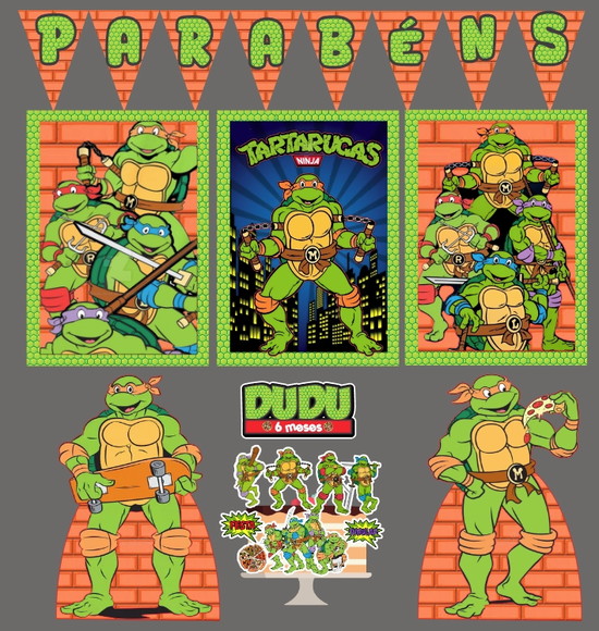Kit Festa Só Um Bolinho Tartarugas Ninjas (michelangelo)
