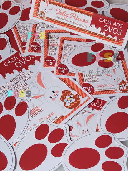 kit pistas caça aos ovos de pascoa personalizado frete off