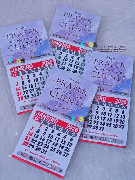 Mini Calendário Folhinha Imã Geladeira Personalizada 2026 - Imagem 3