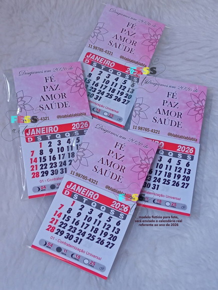 Mini Calendário Folhinha Imã Geladeira Personalizada 2026 - Imagem 2