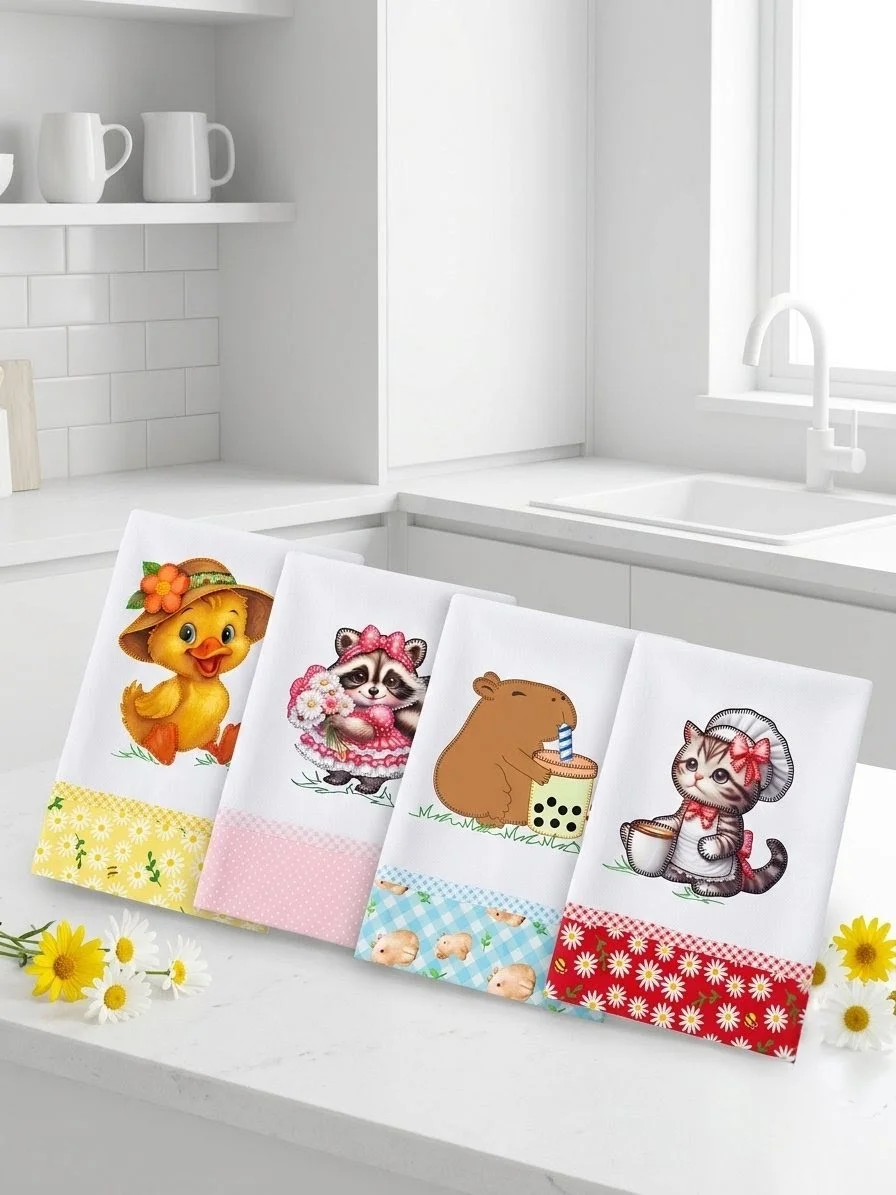 Kit 10 Panos de Prato Patchwork com Viés de Algodão. - Imagem 4