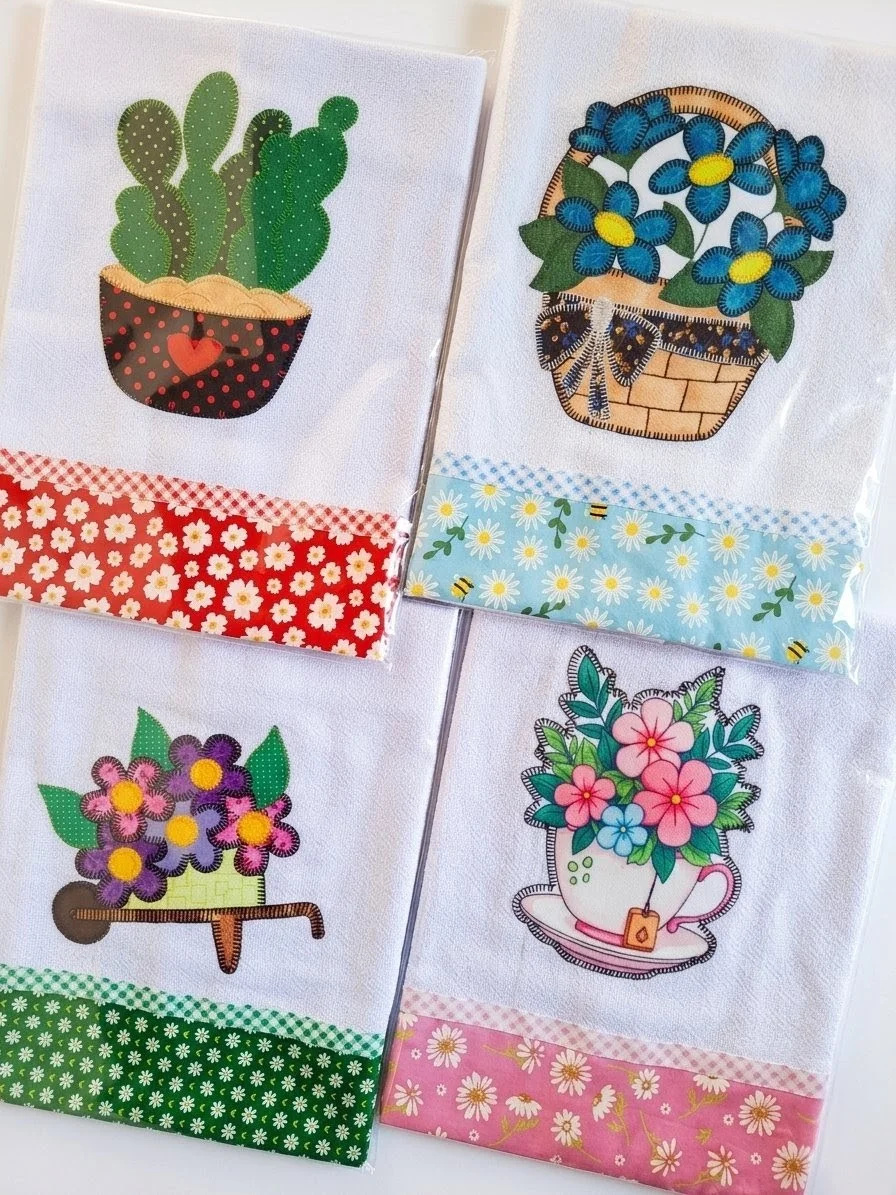 Kit 10 Panos de Prato Patchwork com Viés de Algodão. - Imagem 3