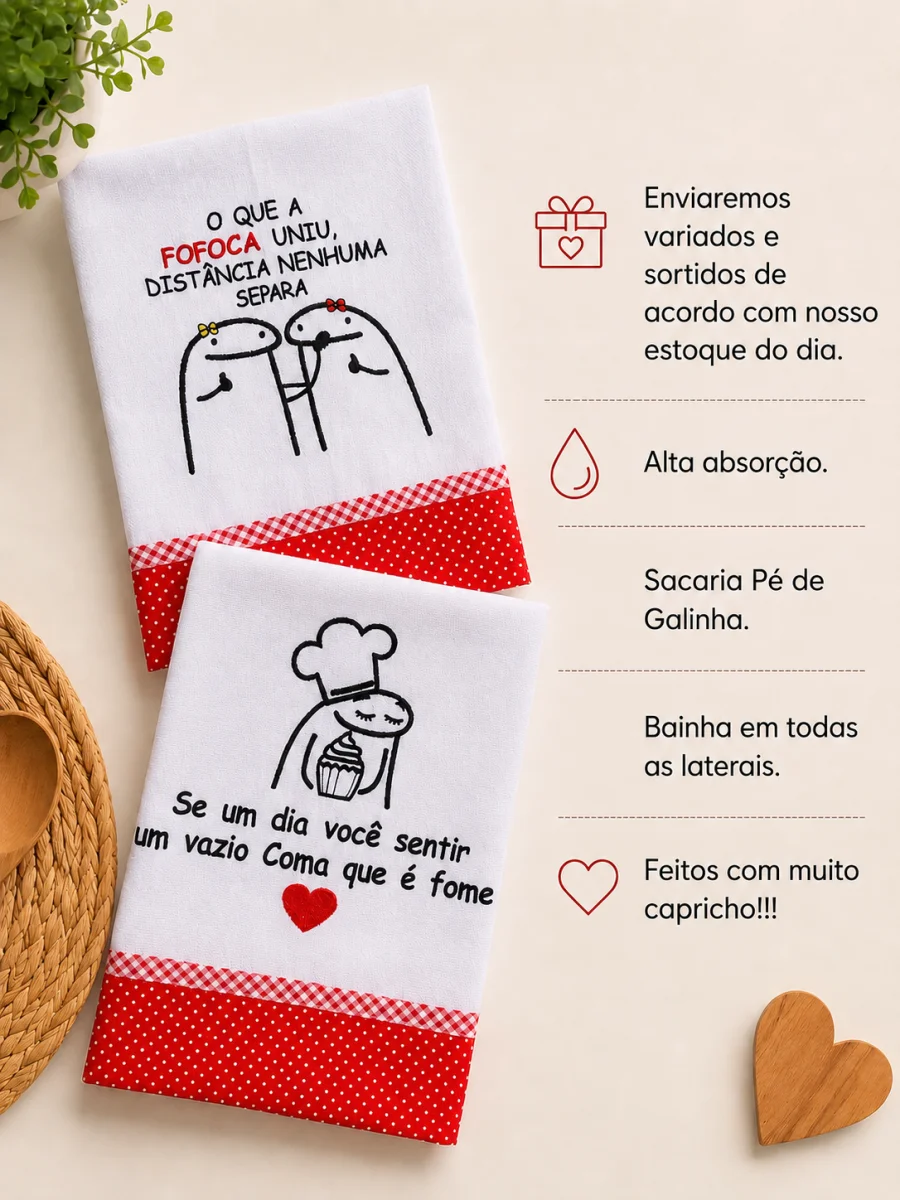 Kit 5 Panos de Prato Bordados Memes Frases Engraçadas - Imagem 8