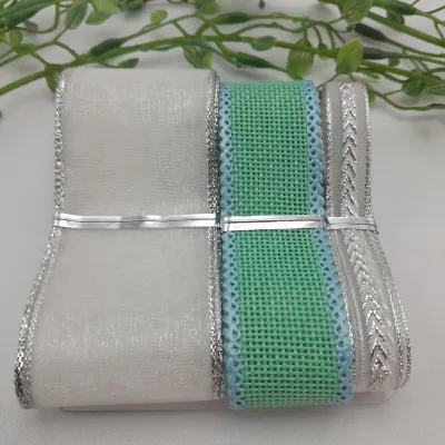 Kit de Fitas Cores Coordenadas Branco e Verde e Prata