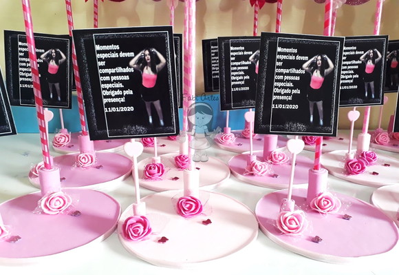 Centro de Mesa 18 Anos com Glitter e Foto - Imagem 3