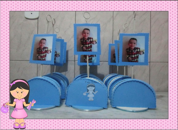 Centro de Mesa com Foto e Porta Guardanapo