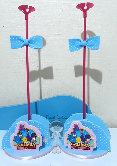 Galinha Pintadinha Centro de Mesa Candy Colors 6 Unid - Imagem 2