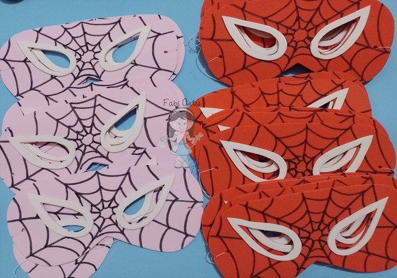 Homem Aranha e Mulher Aranha Máscaras 12 Unidades