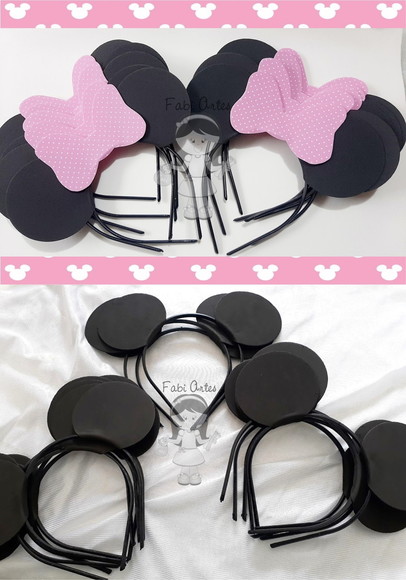 Kit 20 Tiaras Minnie Rosa e 20 Tiaras Mickey