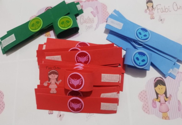 Kit 45 Máscaras e 45 Braceletes em Eva Imagem Impressa Pj - Imagem 3