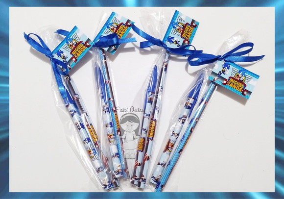 Kit Caneta e Lápis Sonic 30 Unidades