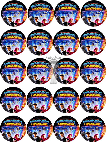 Sharkboy e Lavagirl 25 Adesivos Personalizado Redondo 5 cm