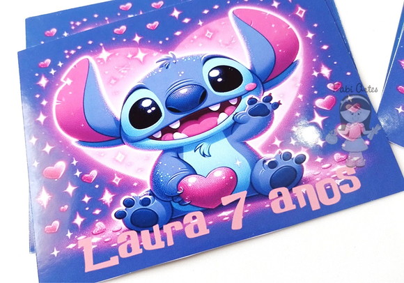 Stitch Adesivo Personalizado para Baldinho ou Sacola 14x10 - Imagem 3