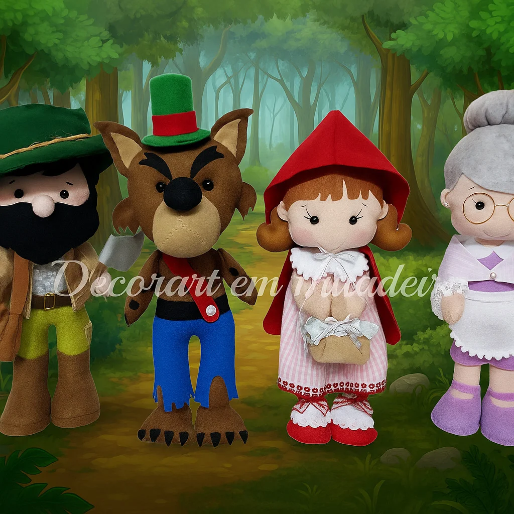 Kit Chapeuzinho Vermelho Bonecos Decoração Feltro - Imagem 2