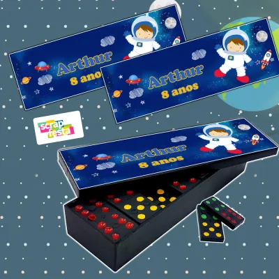 Dominó Personalizado Festa Astronauta Espaço