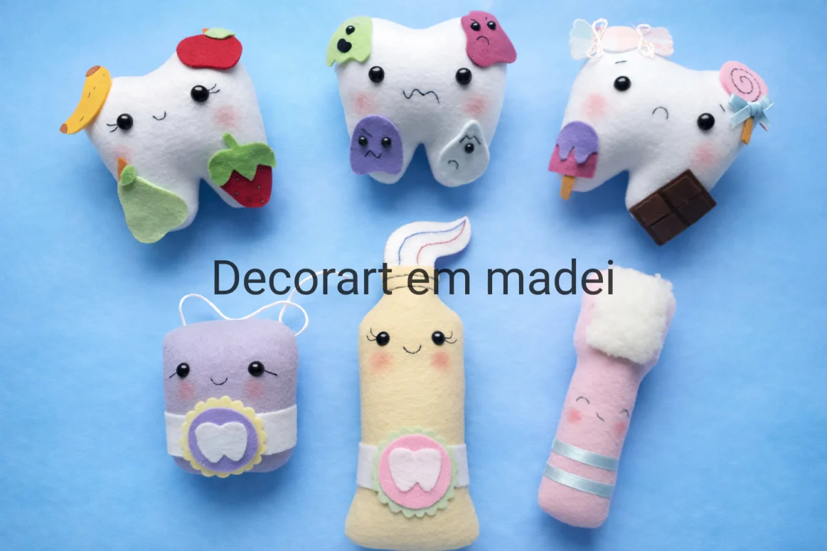Kit Dentista Lúdico bonecos em feltro - 6 Peças - Imagem 1