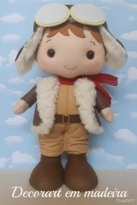Aviador Boneco Decoração em Feltro