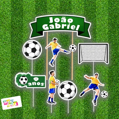 Topo de Bolo Festa Futebol Brasil Esporte Copa do Mundo