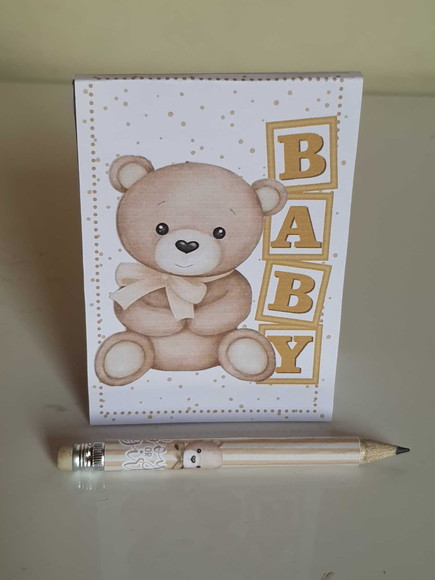 Kit Bloquinho com Mini-lápis Ursinho Dourado