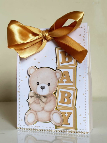 Caixa Sacolinha Urso Dourado