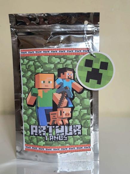 Saquinho Metalizado Zip Lock Minecraft