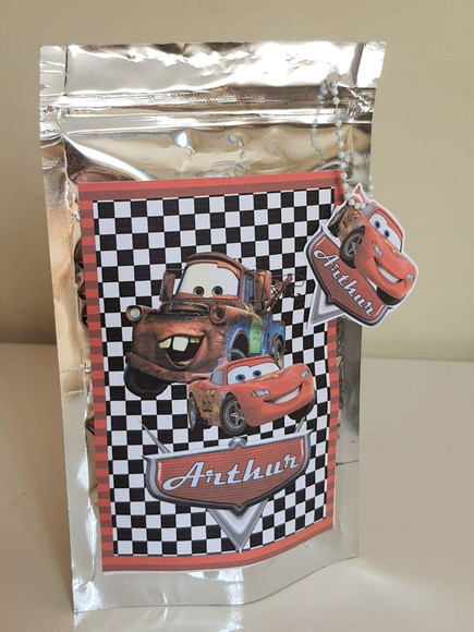 Saquinho Metalizado Zip Lock Carros