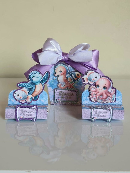 Kit 50 Lembrancinhas Personalizadas Fundo do Mar Lilás - Imagem 2