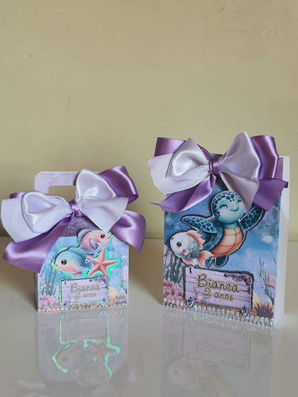 Kit 50 Lembrancinhas Personalizadas Fundo do Mar Lilás - Imagem 3