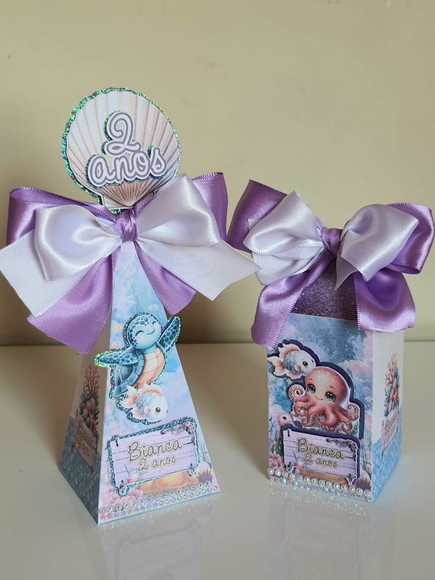 Kit 50 Lembrancinhas Personalizadas Fundo do Mar Lilás - Imagem 5