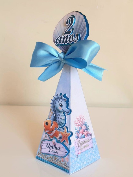 Caixa Pirâmide Fundo do Mar Azul - Imagem 4