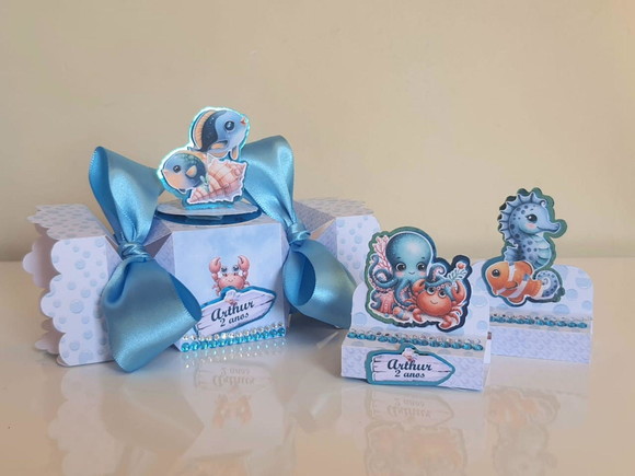 Kit 50 Lembrancinhas Personalizadas Fundo do Mar Azul - Imagem 2
