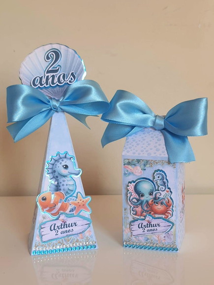 Kit 50 Lembrancinhas Personalizadas Fundo do Mar Azul - Imagem 3