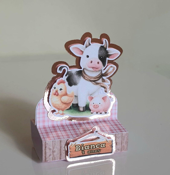 Porta-bis Duplo Personalizado Fazendinha Rosa - Imagem 2