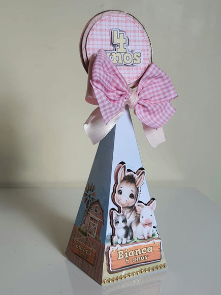 Caixa Pirâmide/cone Fazendinha Rosa - Imagem 3