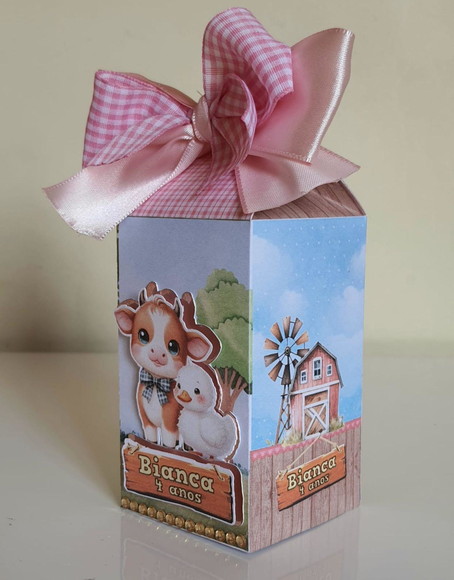 Caixa Milk Personalizada Fazendinha Rosa