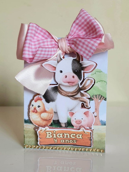 Caixa Sacolinha Fazendinha Rosa - Imagem 4