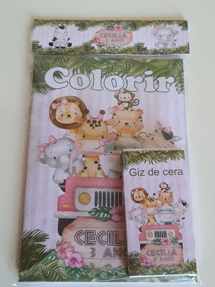 Kit Colorir com Giz de Cera Safari Rosa - Imagem 4