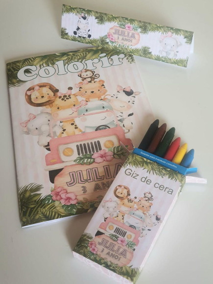 Kit Colorir com Giz de Cera Safari Rosa - Imagem 2
