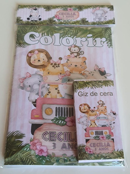 Kit Colorir com Giz de Cera Safari Rosa - Imagem 5