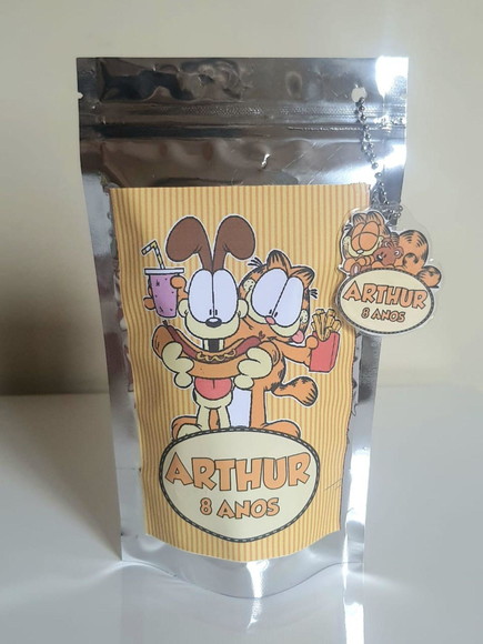 Saquinho Metalizado com Tag Garfield