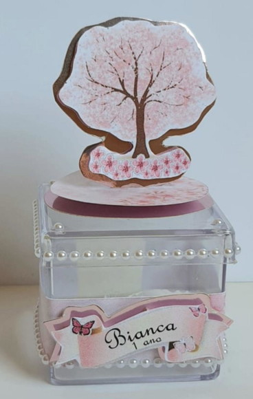 Caixa Acrílica Lembrancinha de Festa Flor de Cerejeira