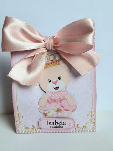 Caixa Sacolinha Ursa Princesa Rosa