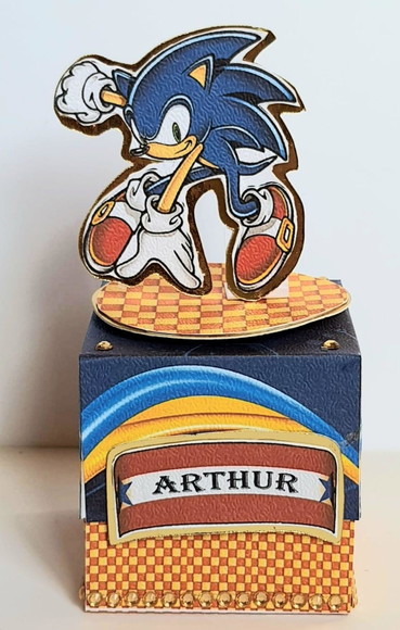 Caixa Cubo Lembrancinha de Festa Sonic