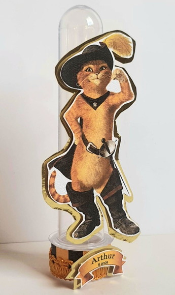 Tubete Lembrancinha de Festa Gato de Botas