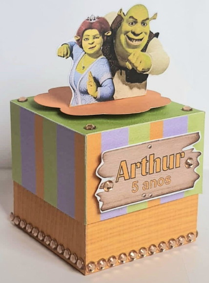 Caixa Cubo Lembrancinha de Festa Shrek