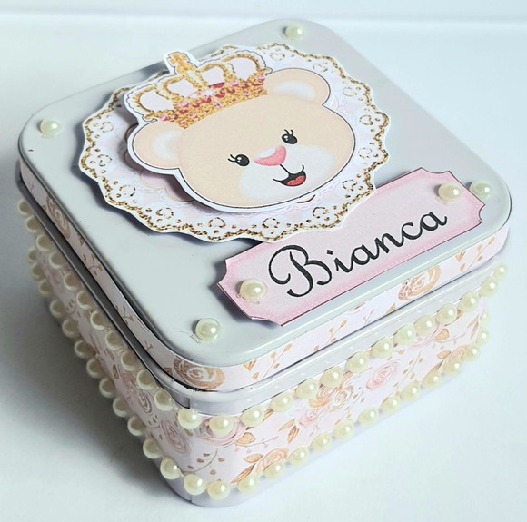 Latinha Ursa Princesa Rosa